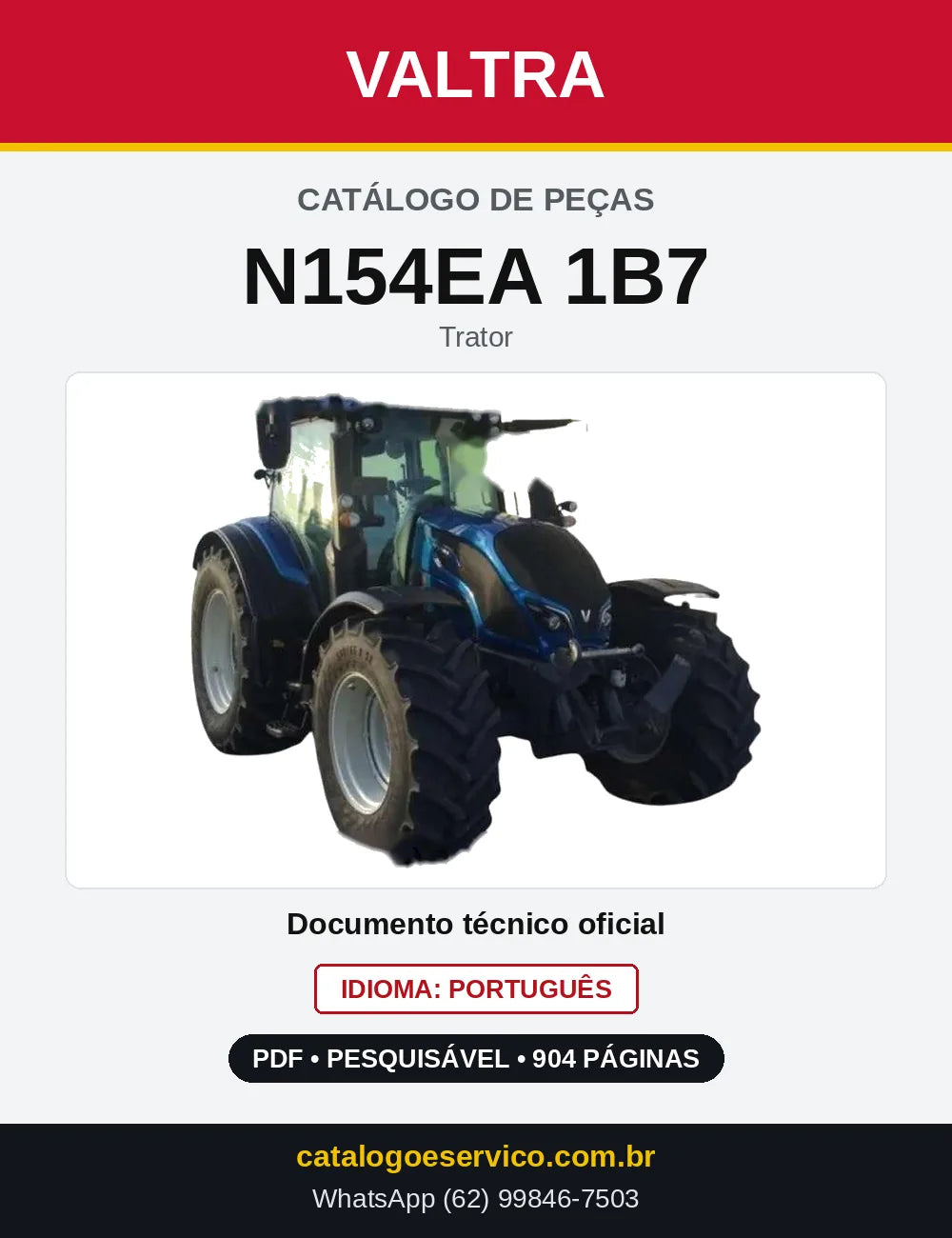 Capa do Catálogo de Peças Valtra N154EA 1B7 — Trator
