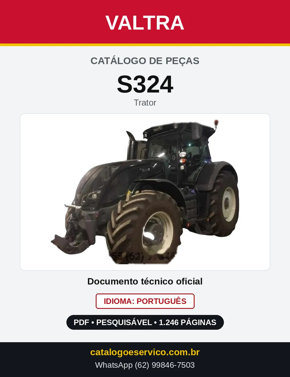 Capa do Catálogo de Peças Valtra S324 — Trator