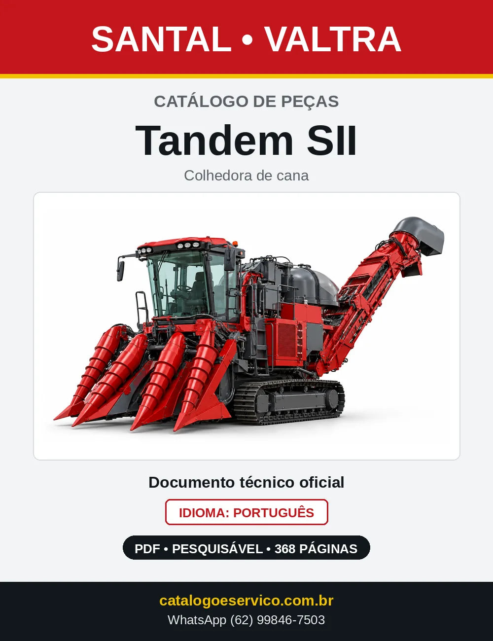 Capa do catálogo de peças Santal Valtra Tandem SII em PDF