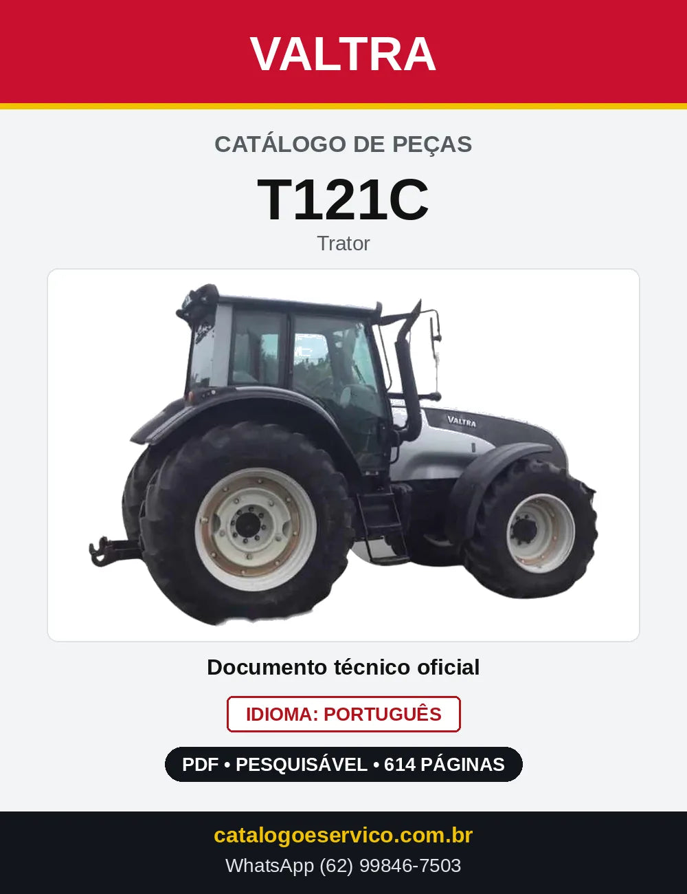 Capa do Catálogo de Peças Valtra T121C — Trator
