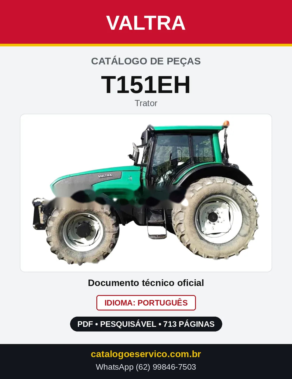 Capa do Catálogo de Peças Valtra T151EH — Trator