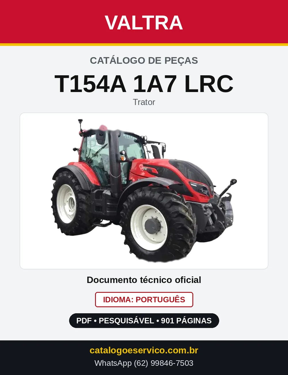 Capa do Catálogo de Peças Valtra T154A 1A7 LRC — Trator