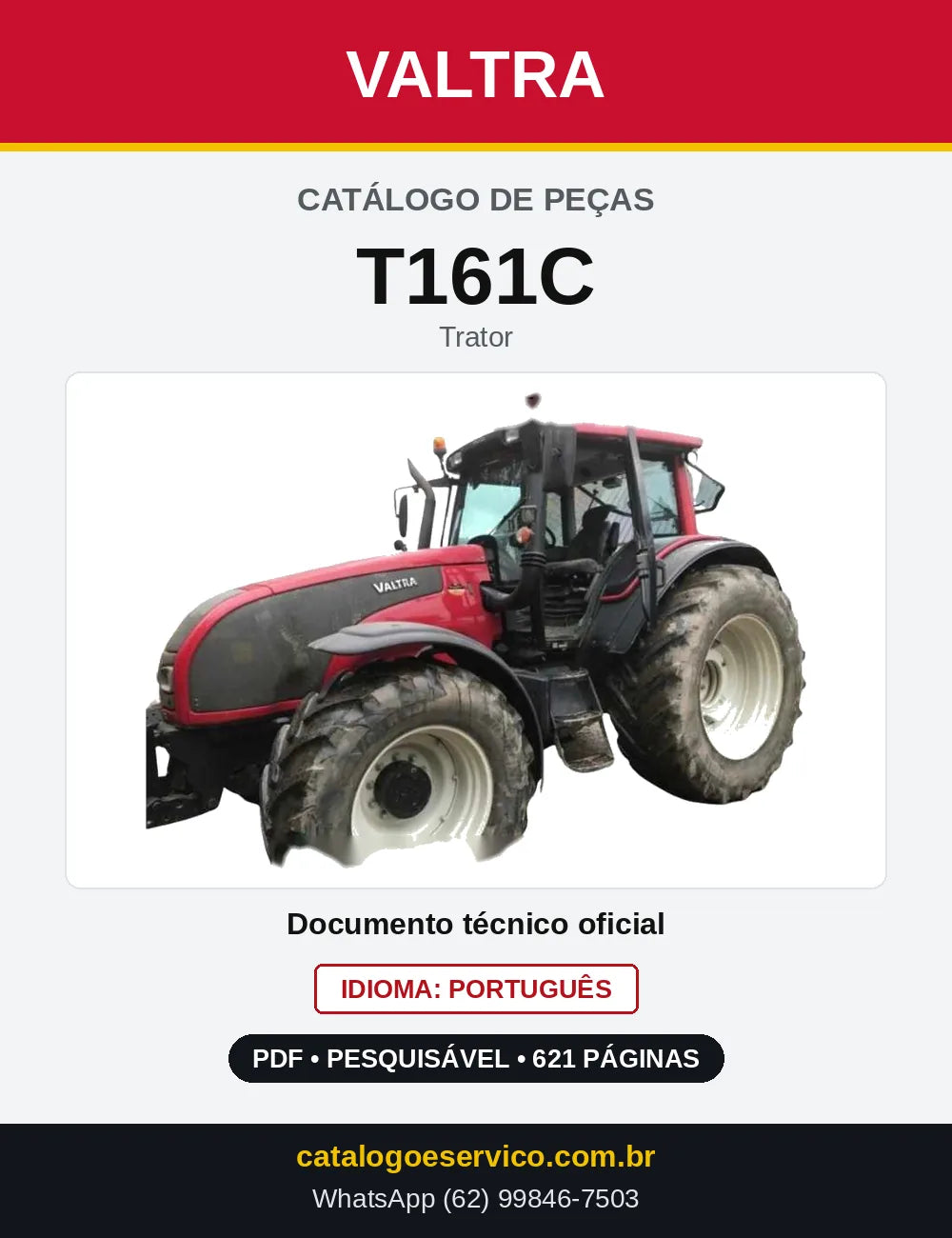 Capa do Catálogo de Peças Valtra T161C — Trator
