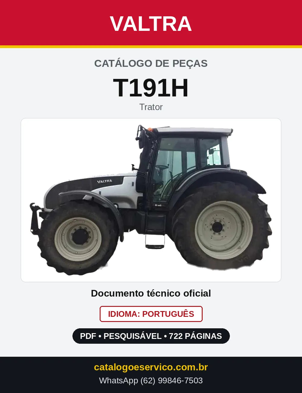 Capa do Catálogo de Peças Valtra T191H — Trator