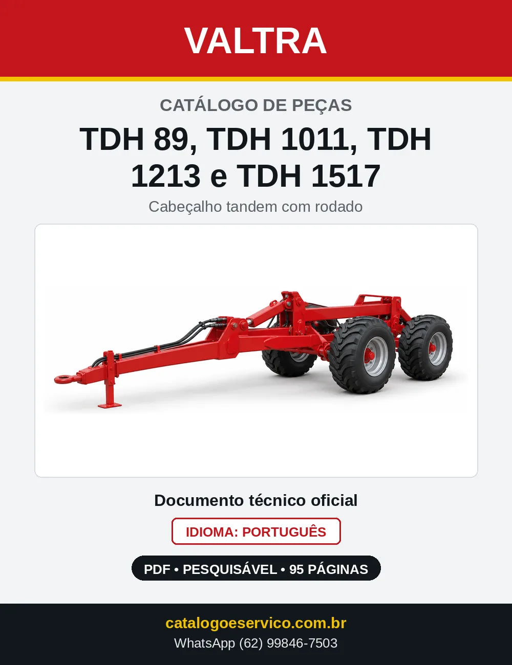 Capa do catálogo de peças Valtra TDH 89, TDH 1011, TDH 1213 e TDH 1517 em PDF