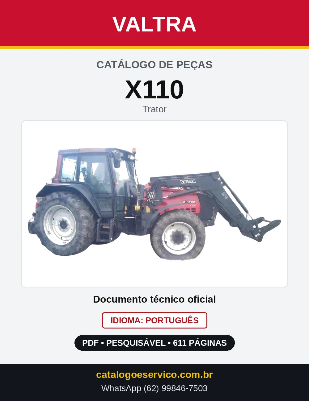 Capa do Catálogo de Peças Valtra X110 — Trator
