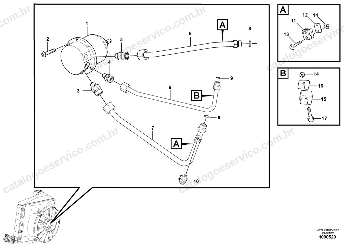 Vista explodida – motor – Catálogo de Peças Volvo A60H