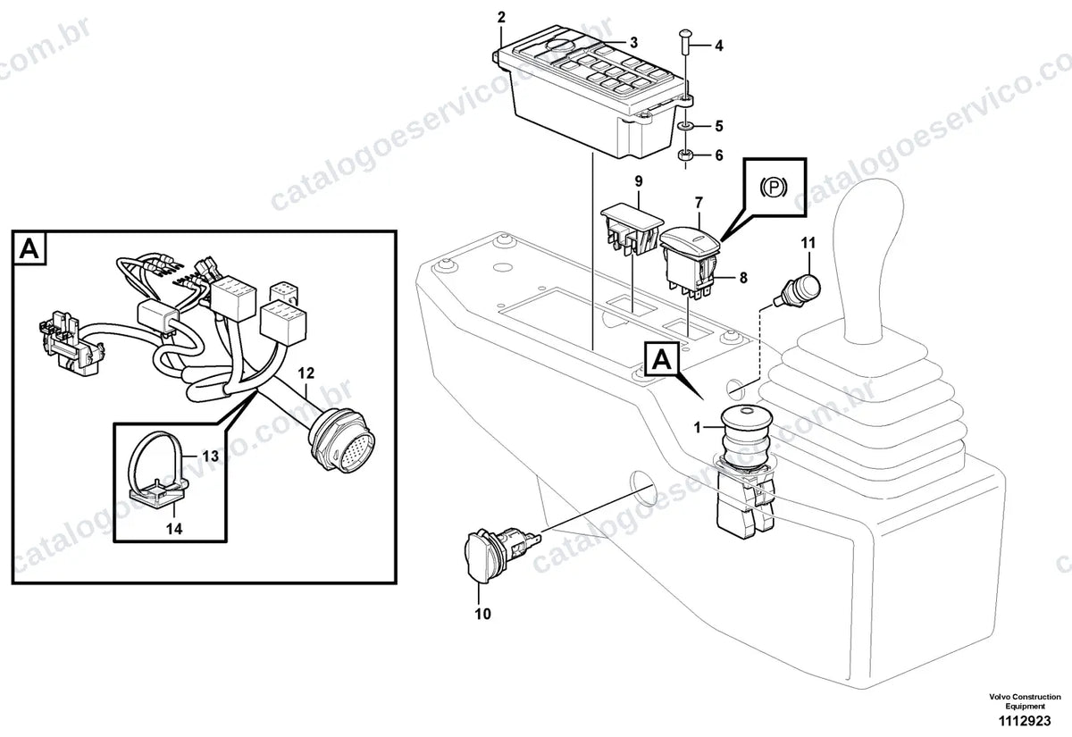 Vista explodida – sistema elétrico e eletrônico – Catálogo de Peças Volvo CR30B