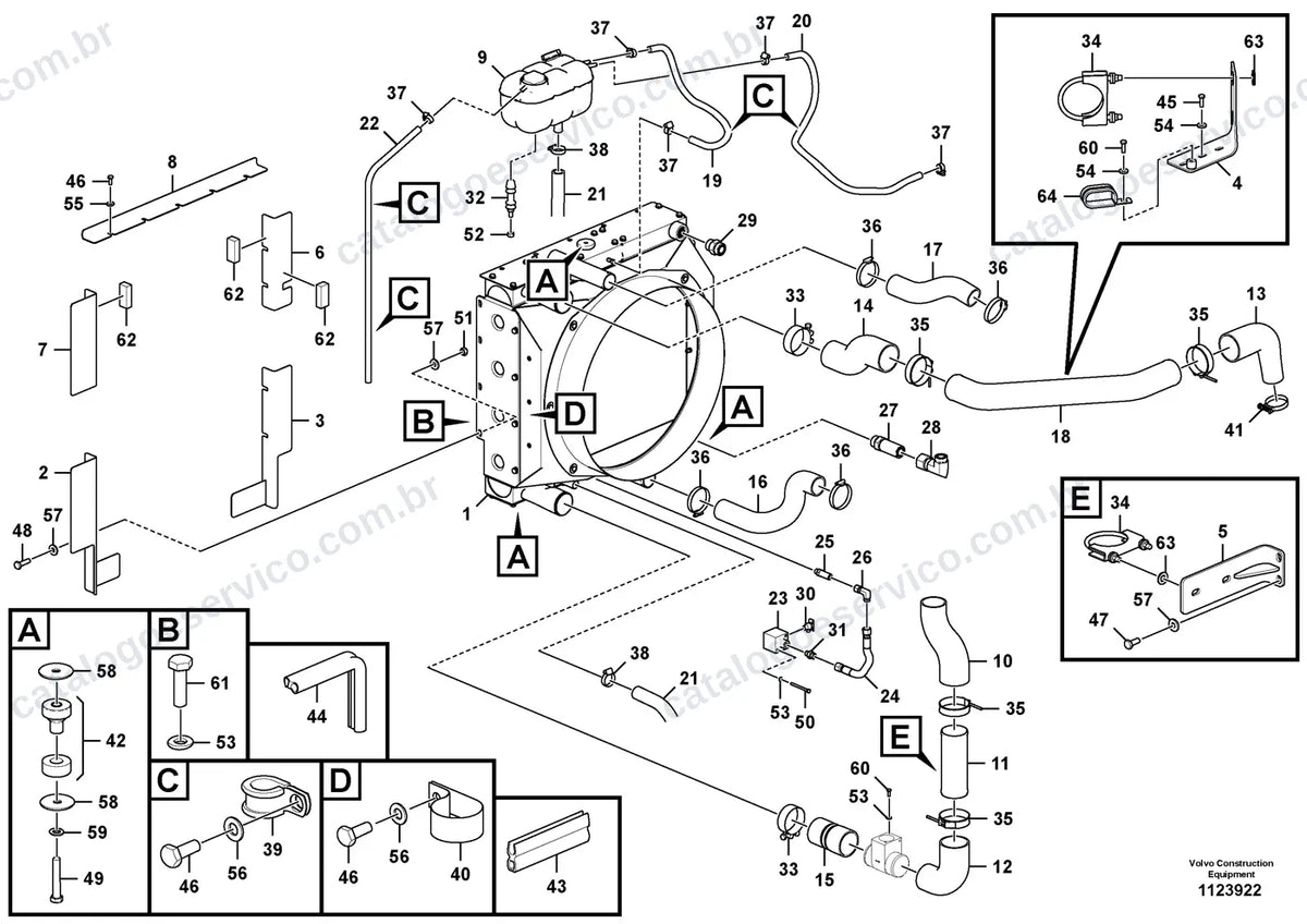 Vista explodida – motor – Catálogo de Peças Volvo DD100C