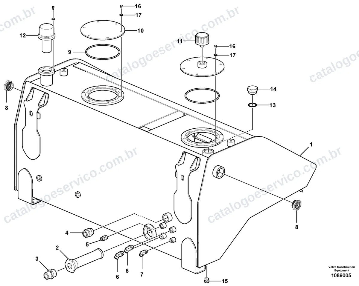 Vista explodida – motor – Catálogo de Peças Volvo DD90B