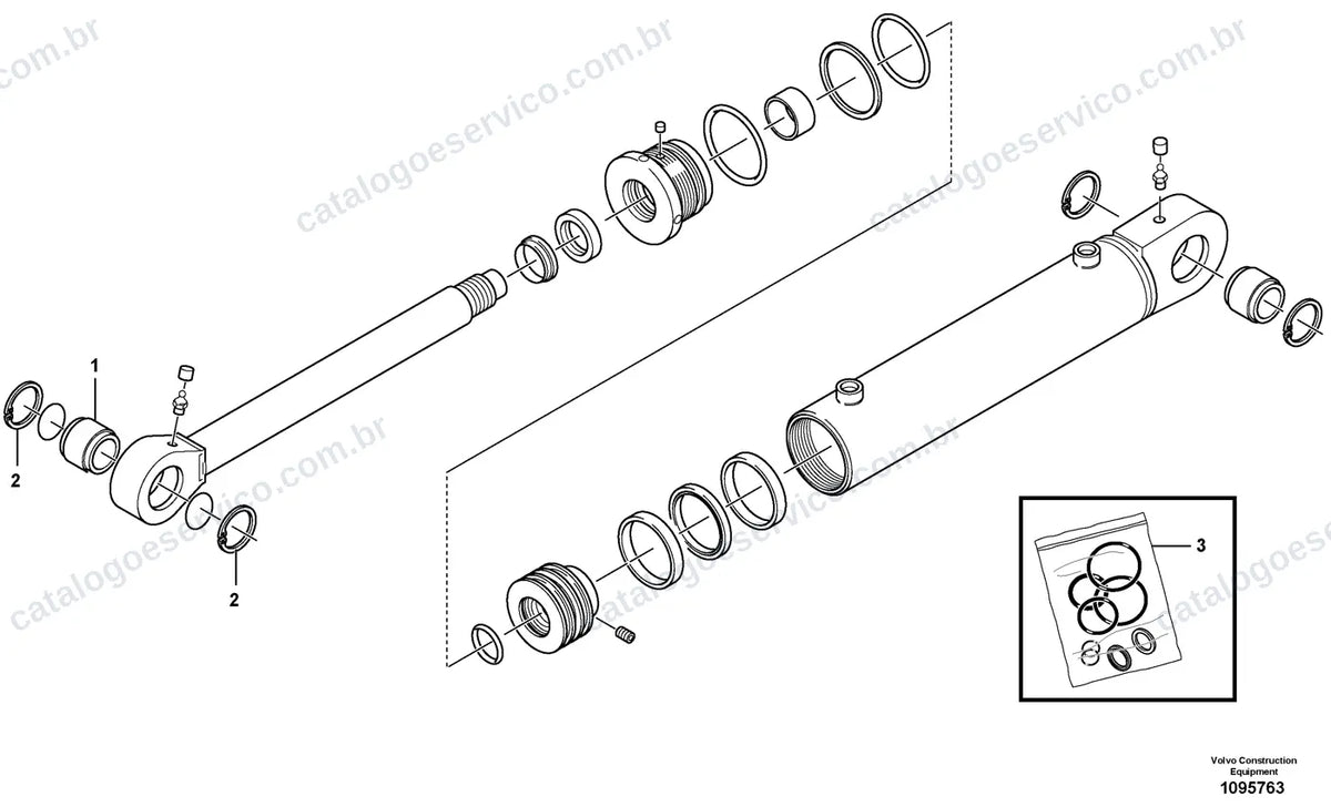 Vista explodida – direção – Catálogo de Peças Volvo DD90B