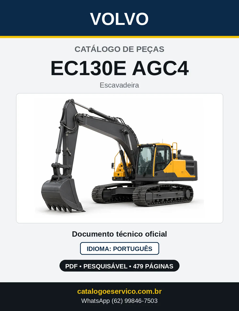 Capa do Catálogo de Peças Volvo EC130E AGC4 – escavadeira