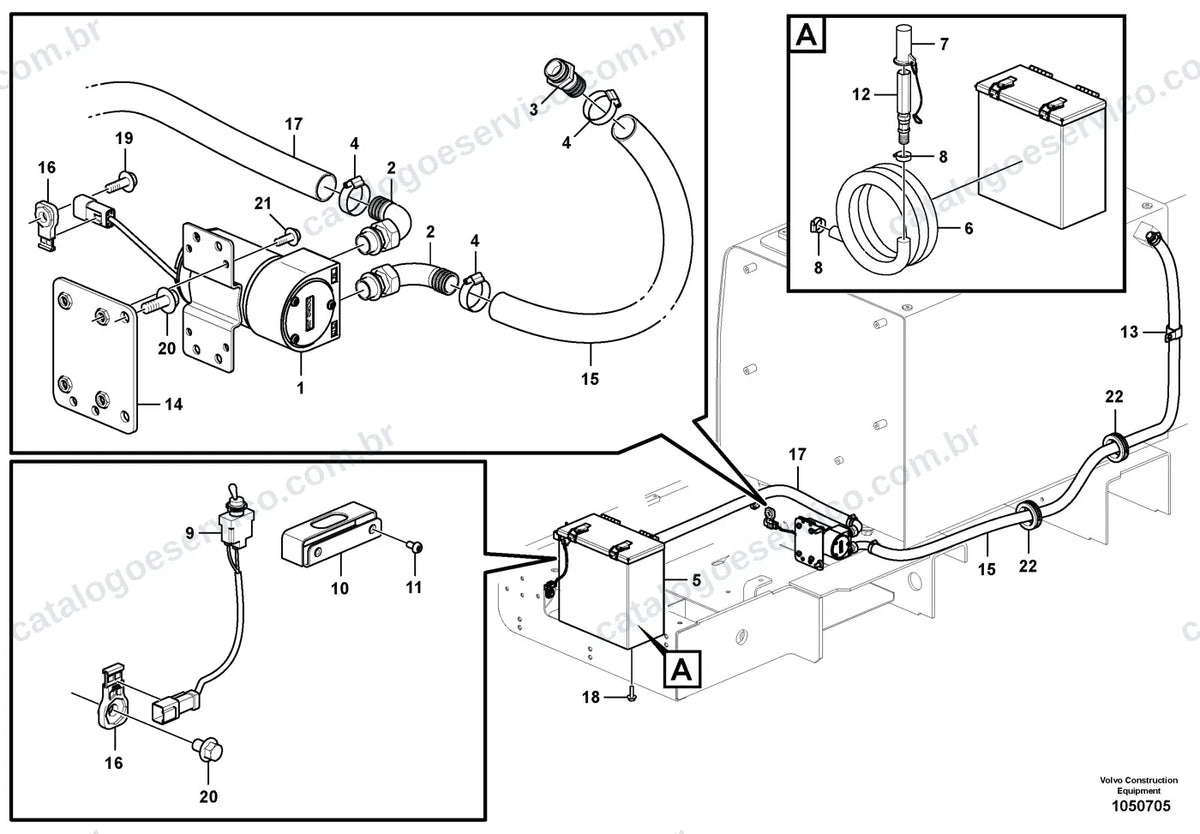 Vista explodida – motor – Catálogo de Peças Volvo EC200D AG