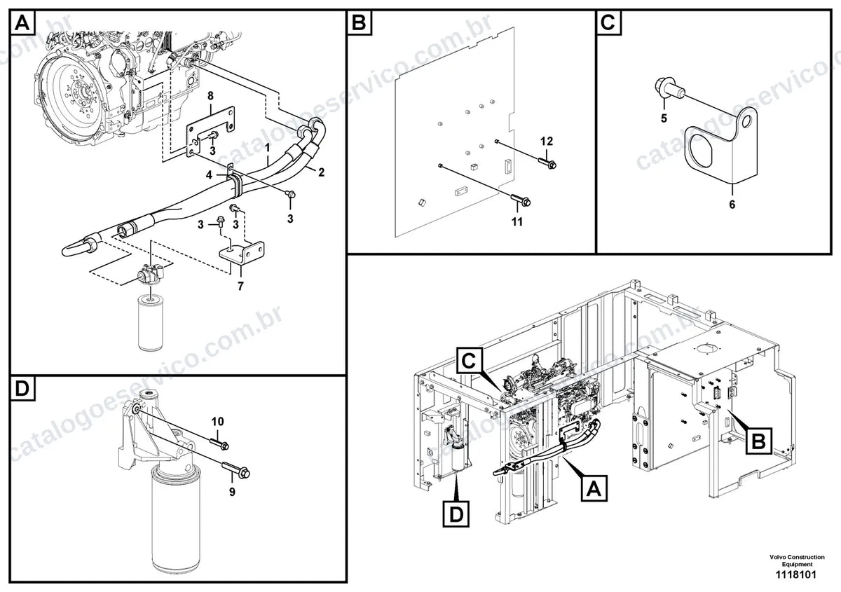 Vista explodida – motor – Catálogo de Peças Volvo EC200E AGC4