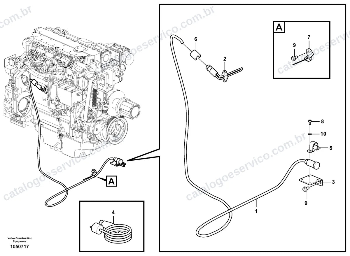Vista explodida – motor – Catálogo de Peças Volvo EC200E S