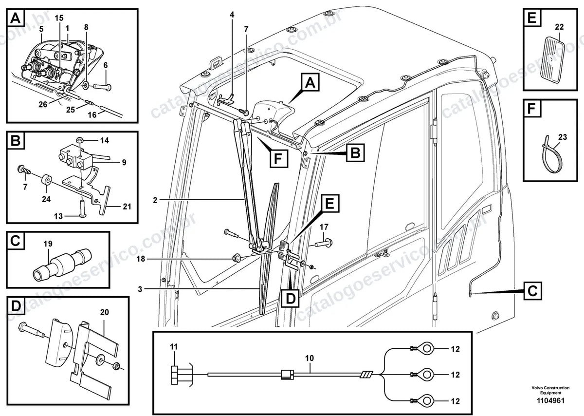 Vista explodida – sistema elétrico e eletrônico – Catálogo de Peças Volvo EC210E B