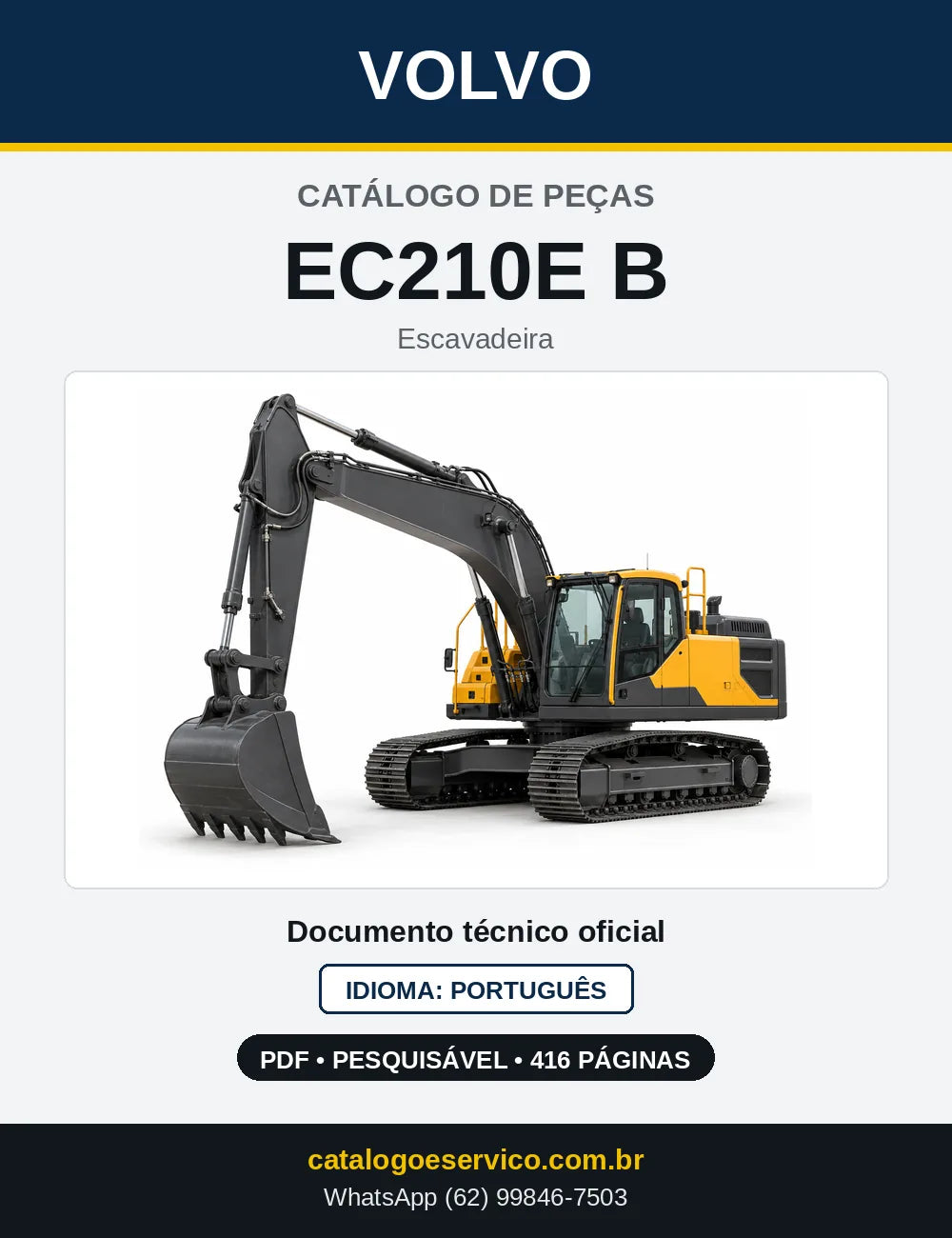 Capa do Catálogo de Peças Volvo EC210E B – escavadeira