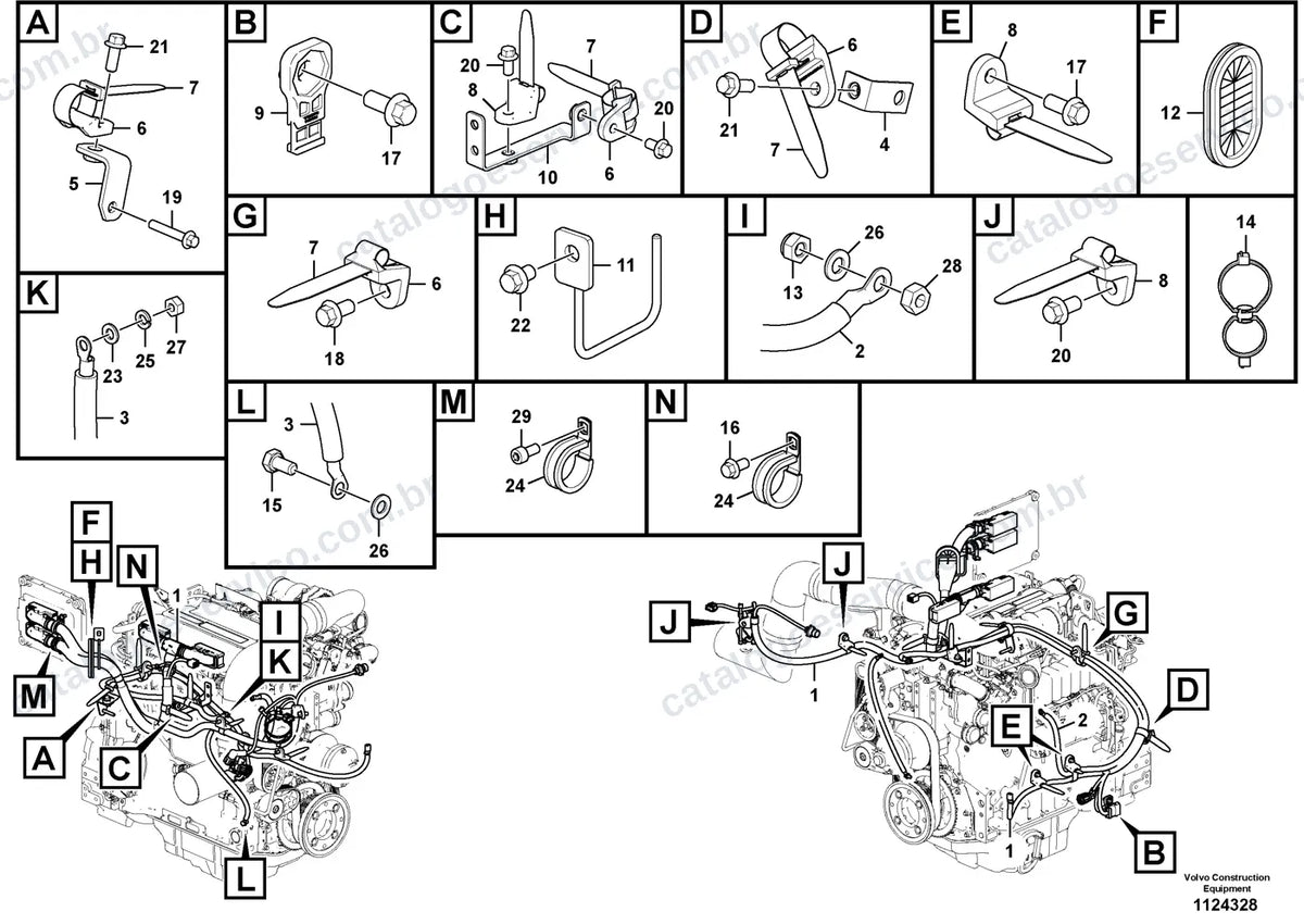 Vista explodida – motor – Catálogo de Peças Volvo EC210F L5 e EC210F NL5