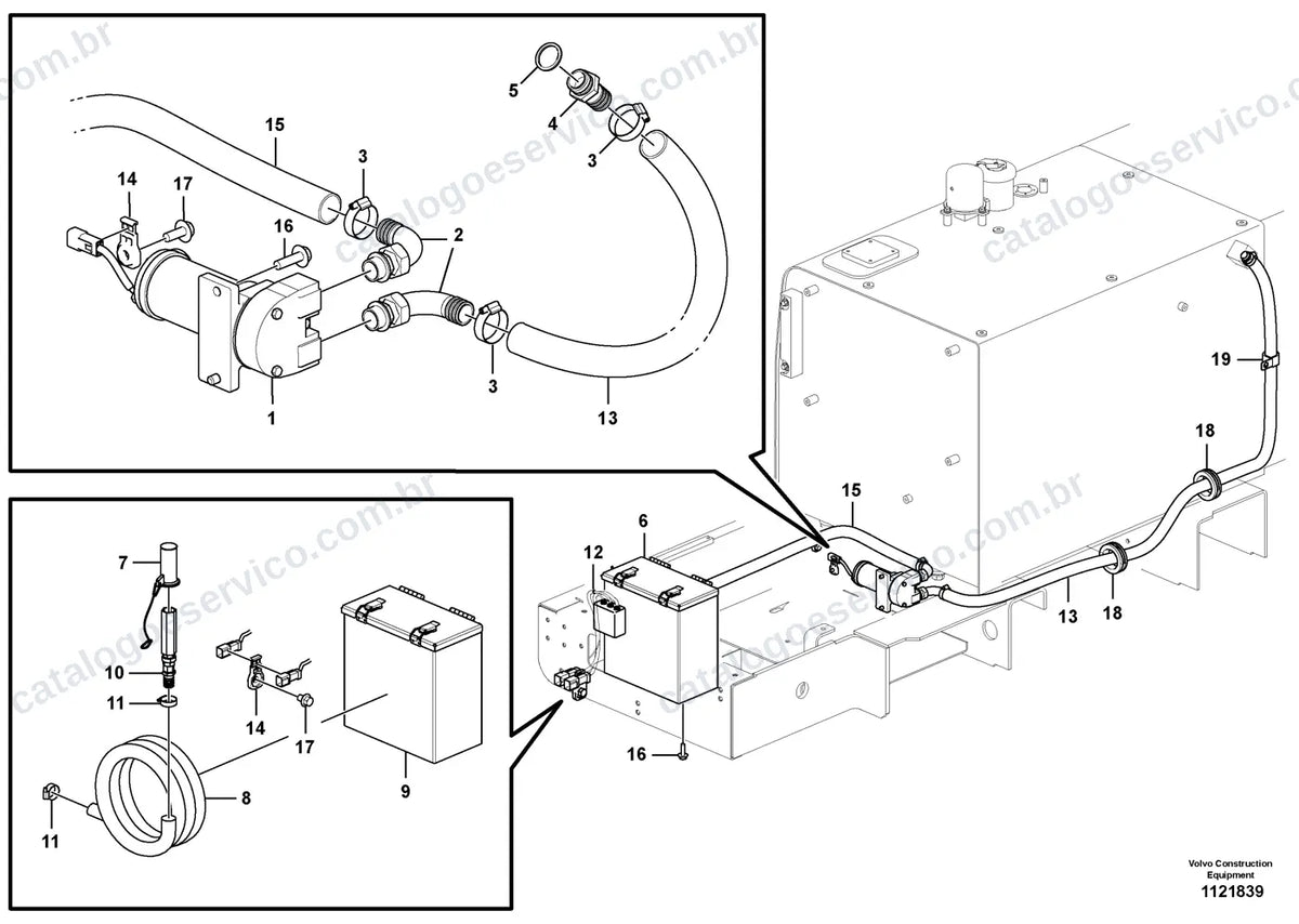 Vista explodida – motor – Catálogo de Peças Volvo EC220D B
