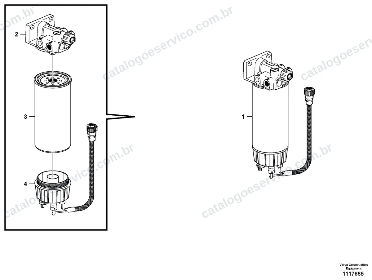 Vista explodida – motor – Catálogo de Peças Volvo EC220E LC4