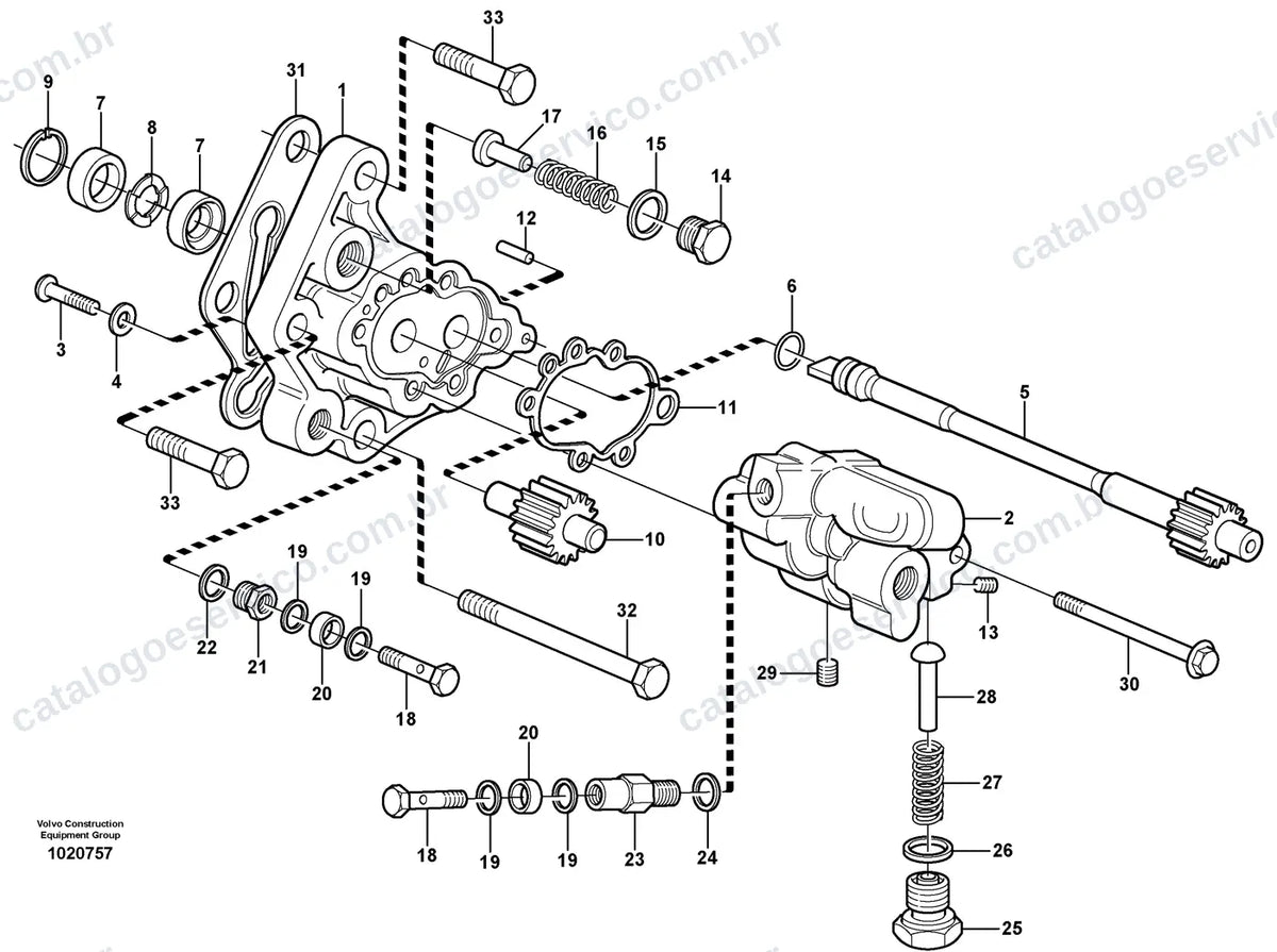 Vista explodida – motor – Catálogo de Peças Volvo EC330C L e EC330C LD