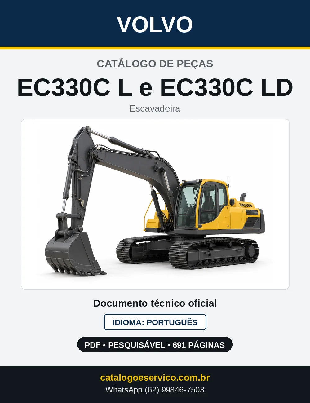Capa do Catálogo de Peças Volvo EC330C L e EC330C LD – escavadeira