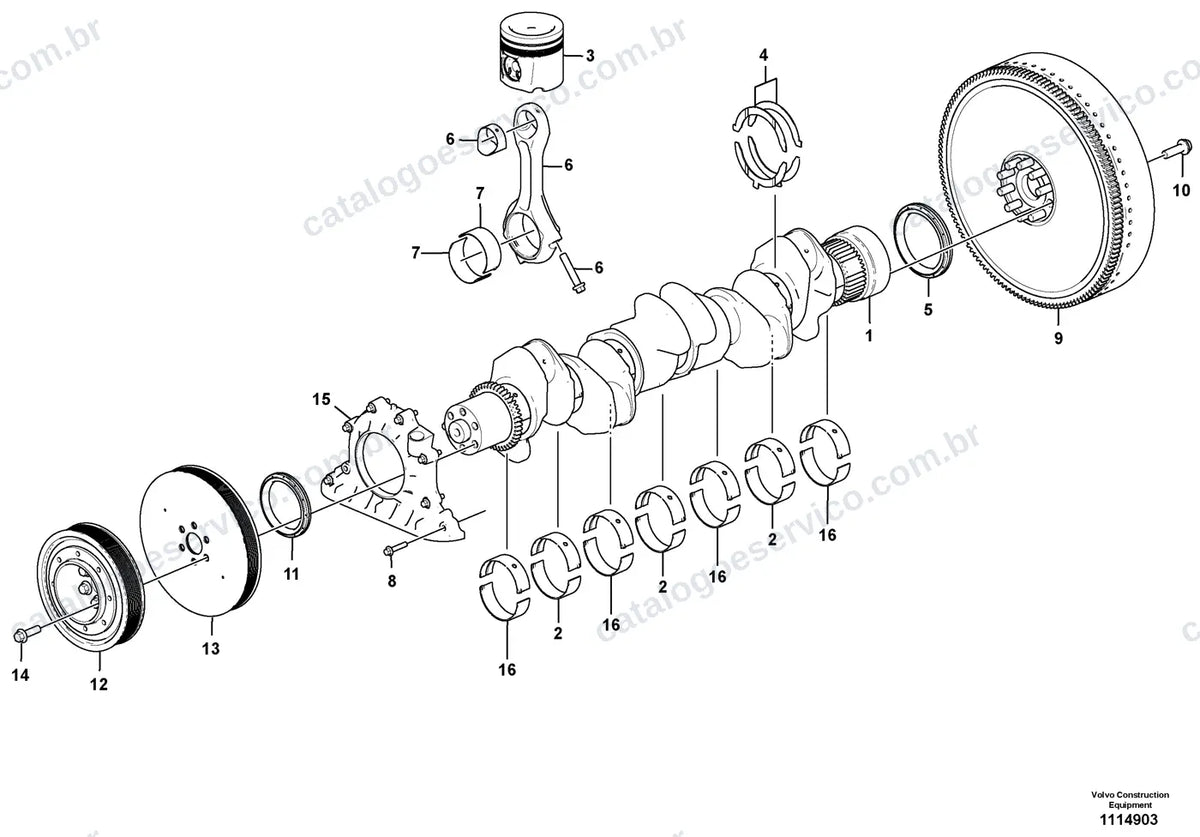 Vista explodida – motor – Catálogo de Peças Volvo EC360E LC4
