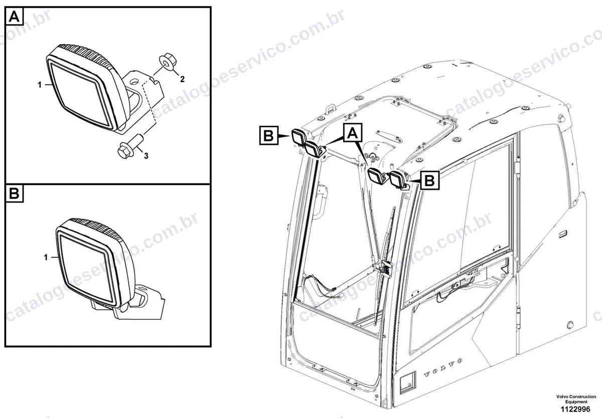 Vista explodida – sistema elétrico e eletrônico – Catálogo de Peças Volvo EC360F L5 e EC360F NL5