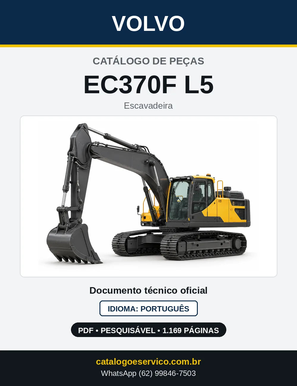 Capa do Catálogo de Peças Volvo EC370F L5 – escavadeira