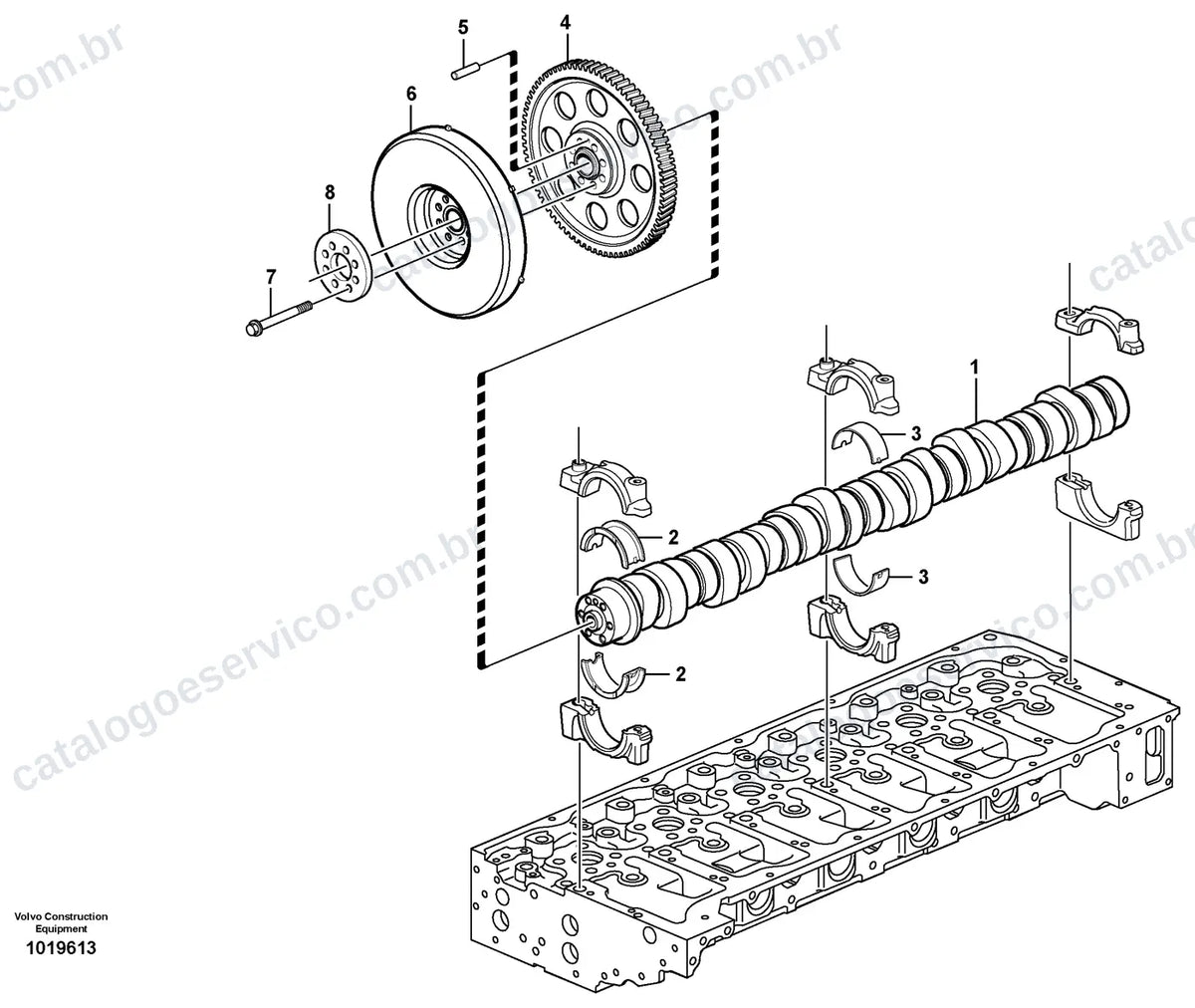 Vista explodida – motor – Catálogo de Peças Volvo EC380E LS e EC380E LHDS