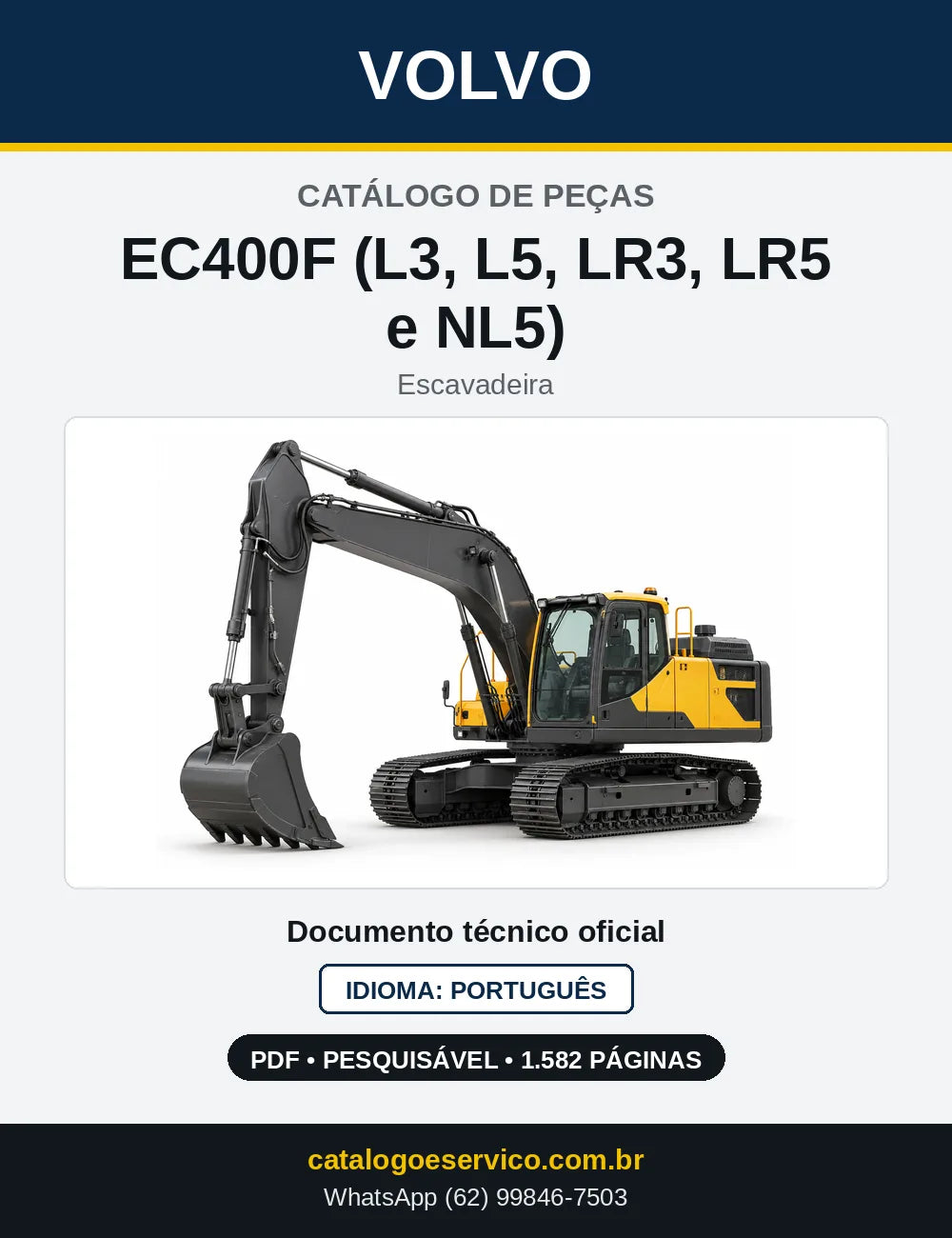 Capa do Catálogo de Peças Volvo EC400F (L3, L5, LR3, LR5 e NL5) – escavadeira