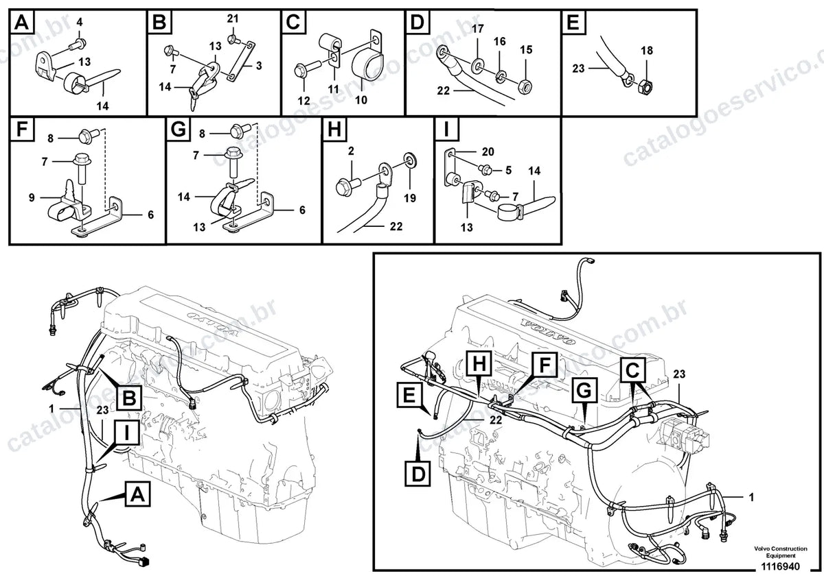 Vista explodida – sistema elétrico e eletrônico – Catálogo de Peças Volvo EC480E LS e EC480E LHDC