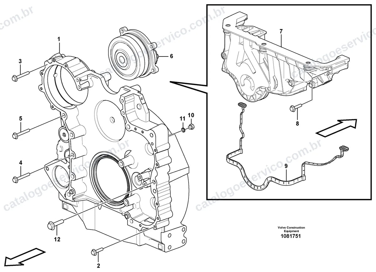 Vista explodida – motor – Catálogo de Peças Volvo EC500E LC4 e EC500E LHBC4