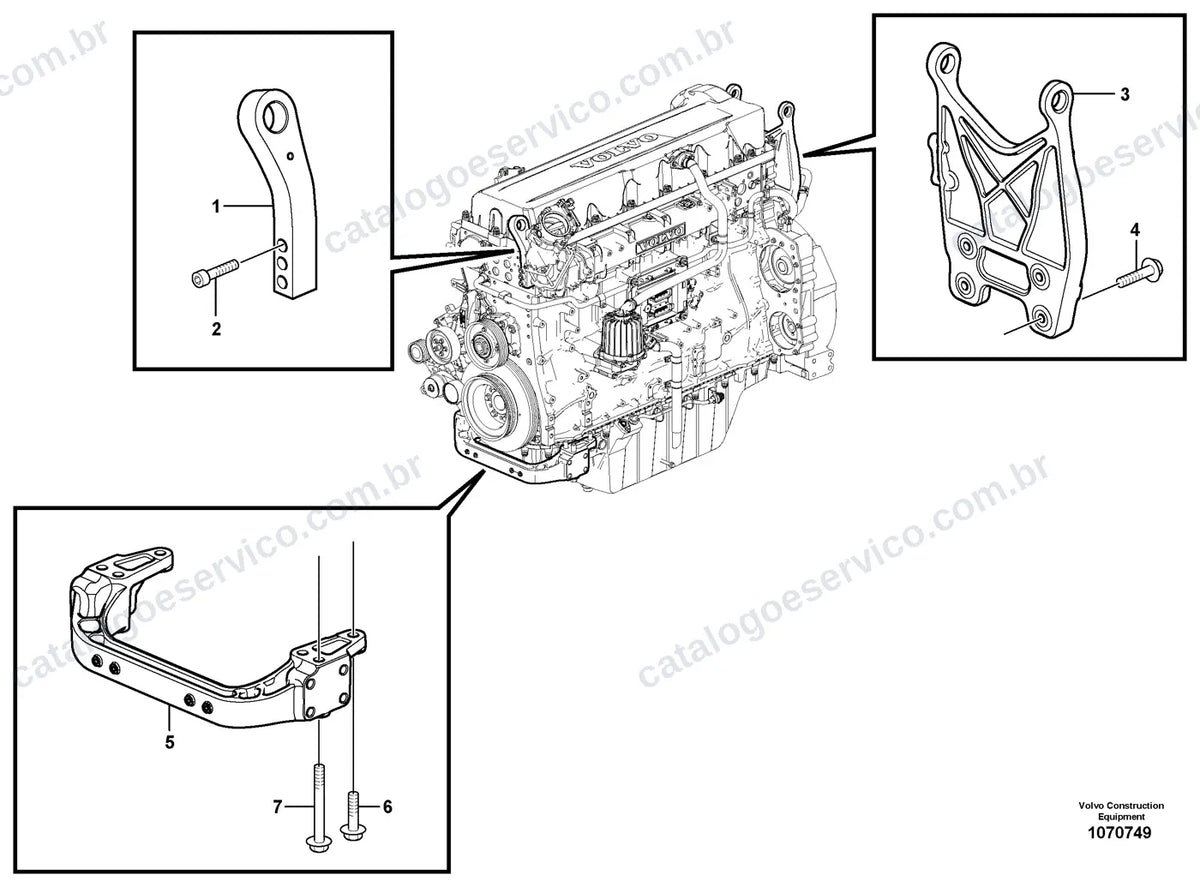 Vista explodida – motor – Catálogo de Peças Volvo EC530E L