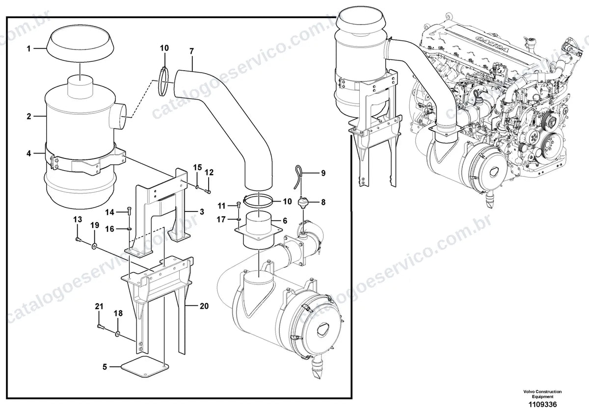 Vista explodida – motor – Catálogo de Peças Volvo EC530E L