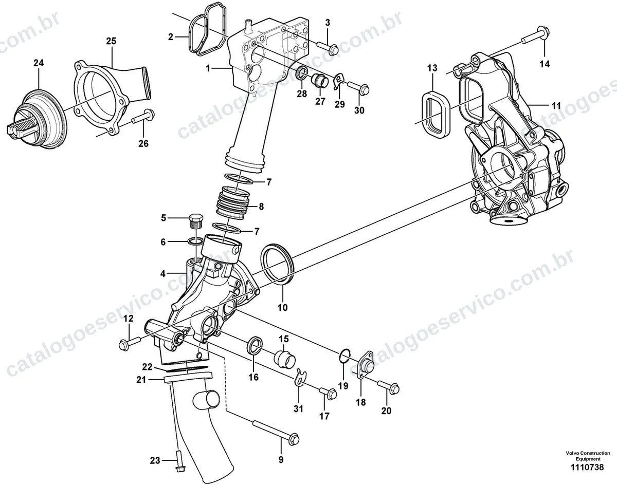 Vista explodida – motor – Catálogo de Peças Volvo EC550E (L, LC4, LHB e LHBC4)