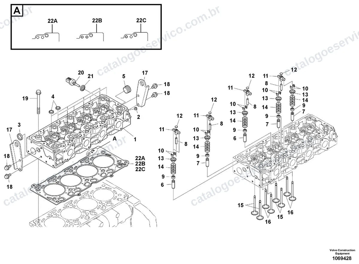 Vista explodida – motor – Catálogo de Peças Volvo EC55D AG