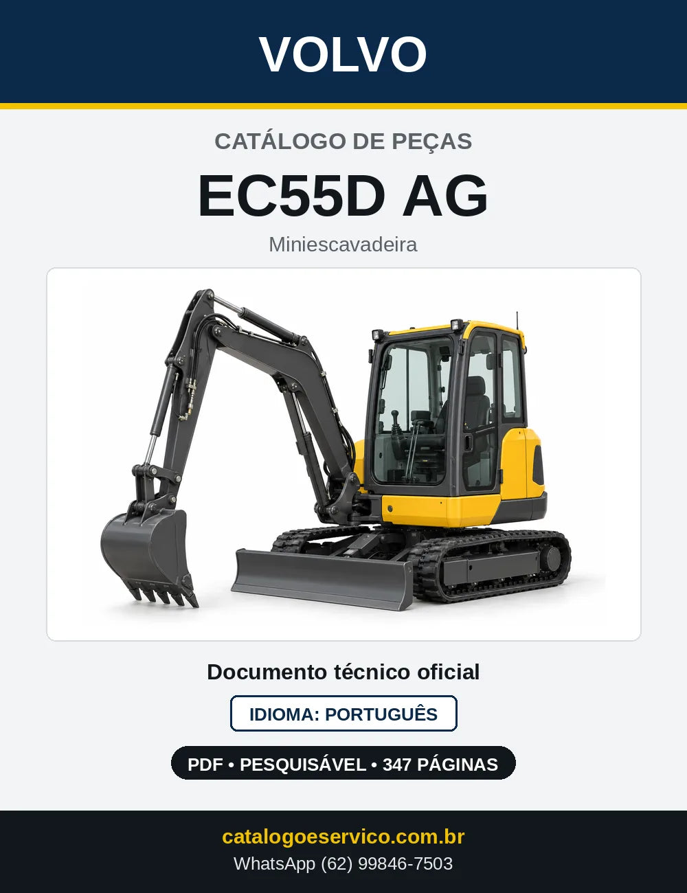 Capa do Catálogo de Peças Volvo EC55D AG – miniescavadeira