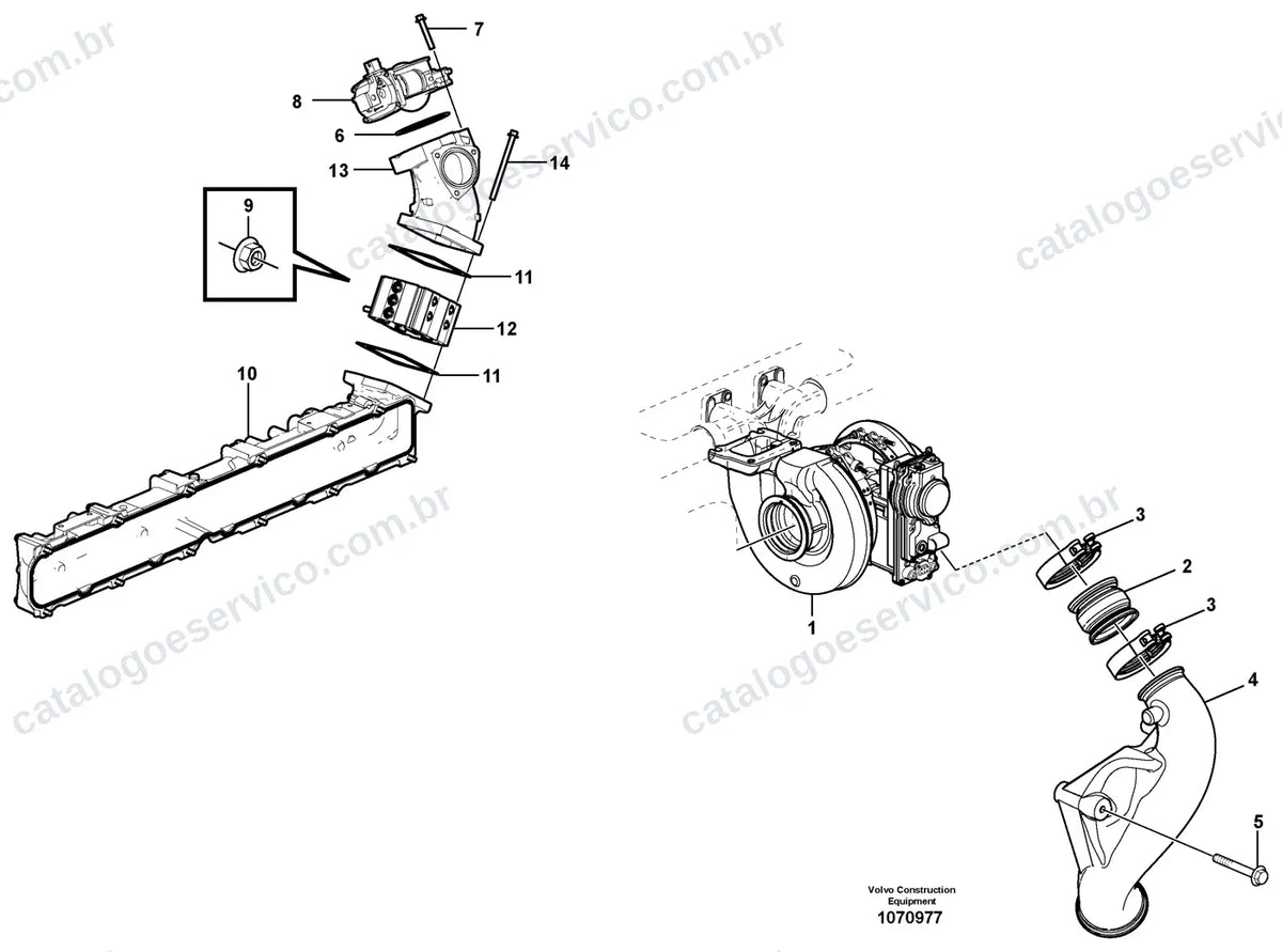 Vista explodida – motor – Catálogo de Peças Volvo EC650E LC4