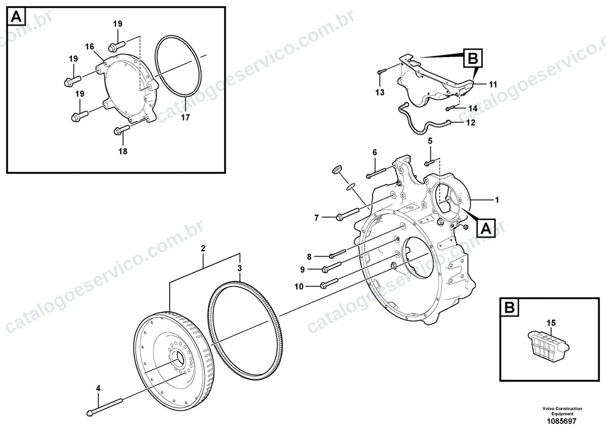 Vista explodida – motor – Catálogo de Peças Volvo EC950E L
