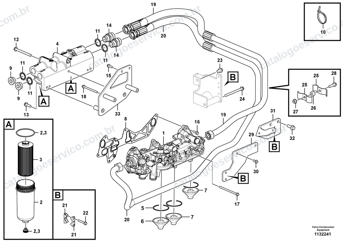 Vista explodida – motor – Catálogo de Peças Volvo EC950F L e EC950F LC4