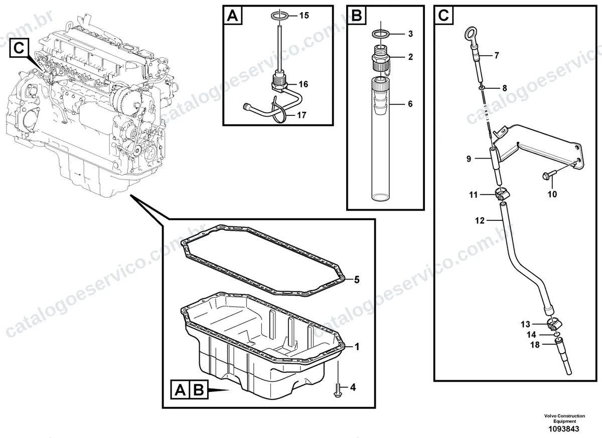 Vista explodida – motor – Catálogo de Peças Volvo ECR145F L5
