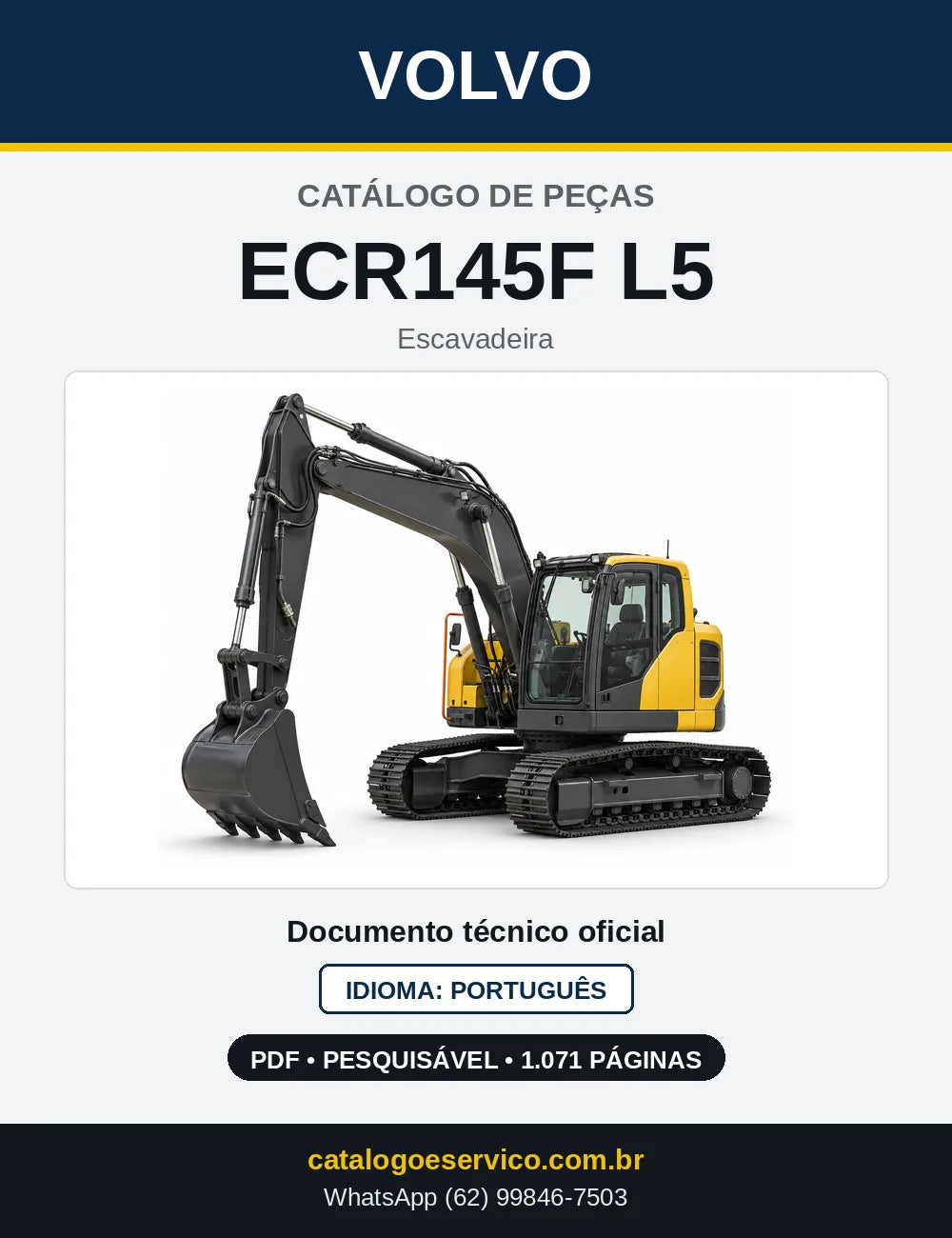 Capa do Catálogo de Peças Volvo ECR145F L5 – escavadeira