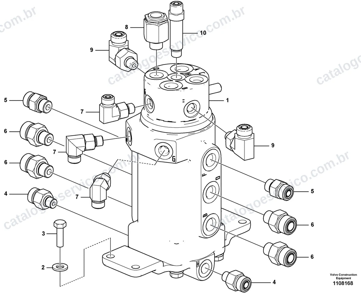 Vista explodida – transmissão de força – Catálogo de Peças Volvo ECR25 Electric