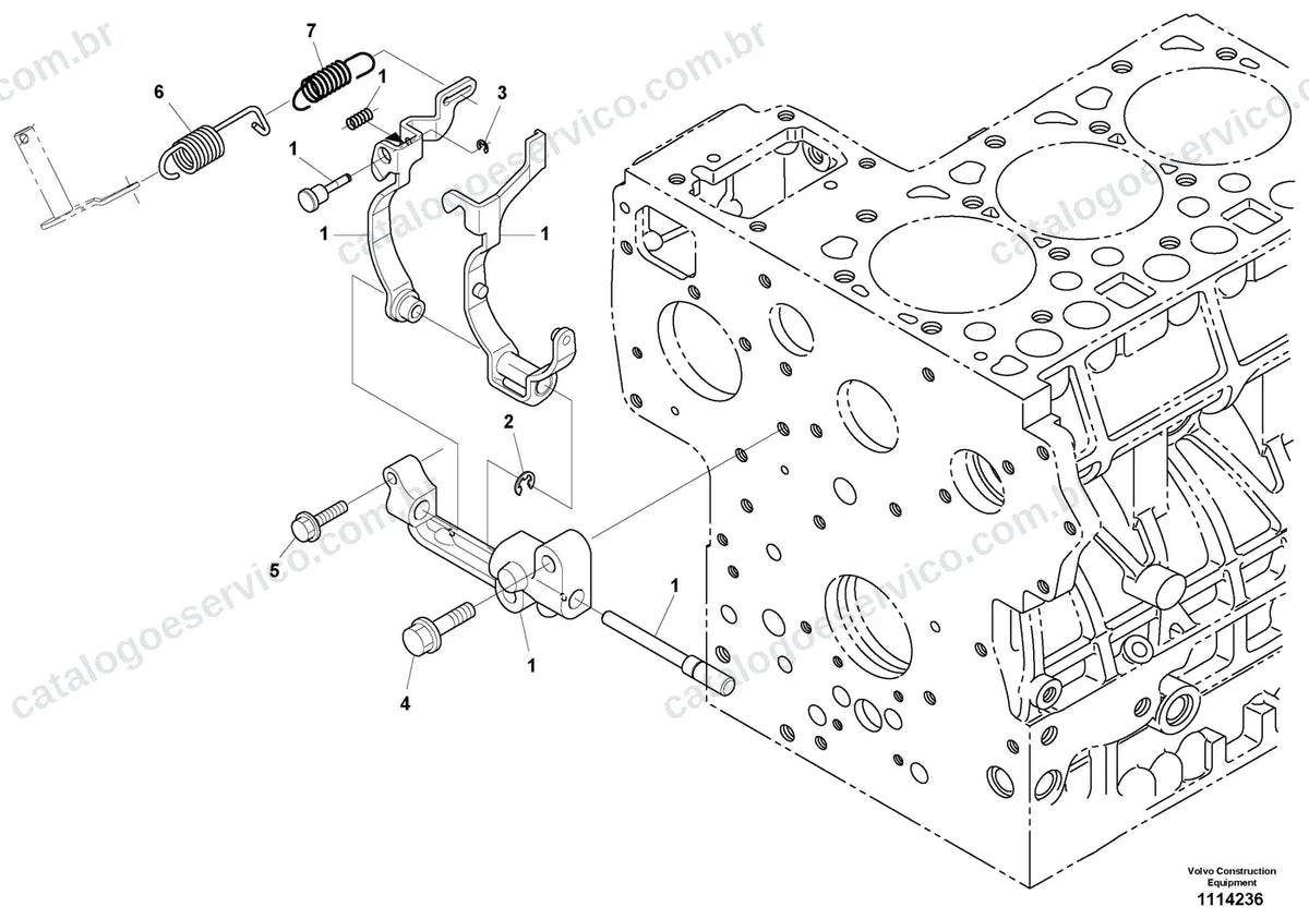 Vista explodida – motor – Catálogo de Peças Volvo ECR35D