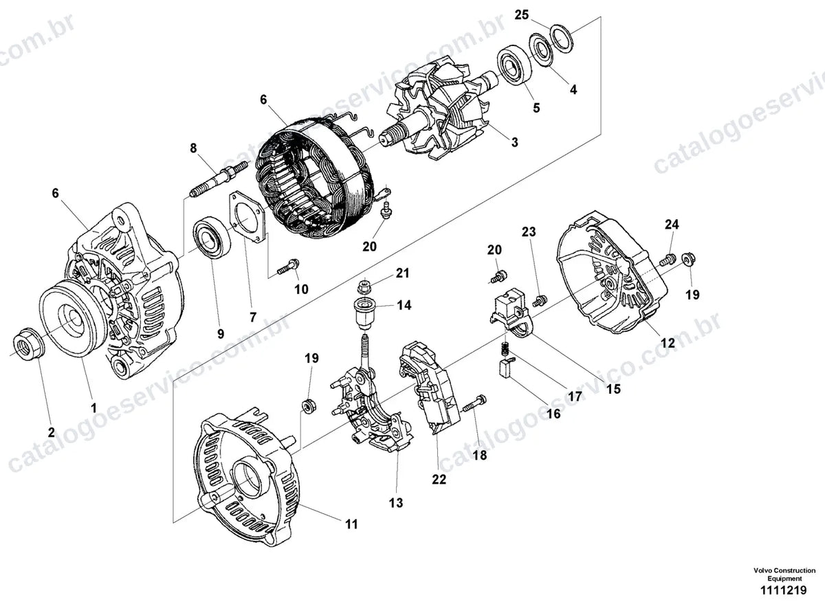 Vista explodida – sistema elétrico e eletrônico – Catálogo de Peças Volvo ECR50F