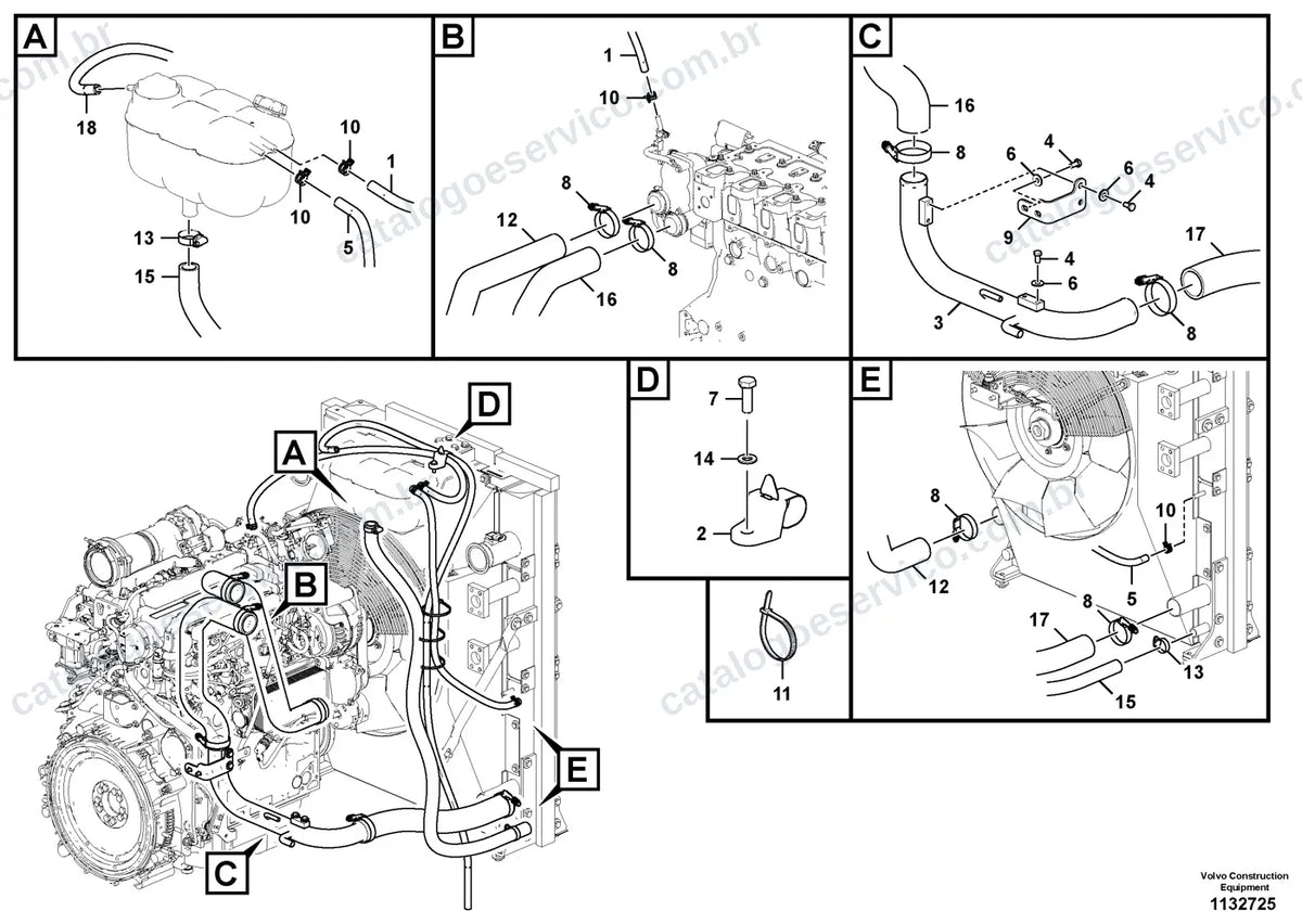 Vista explodida – motor – Catálogo de Peças Volvo EWR150F