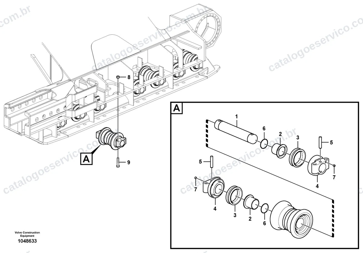 Vista explodida – chassi e material rodante – Catálogo de Peças Volvo FBR2800C