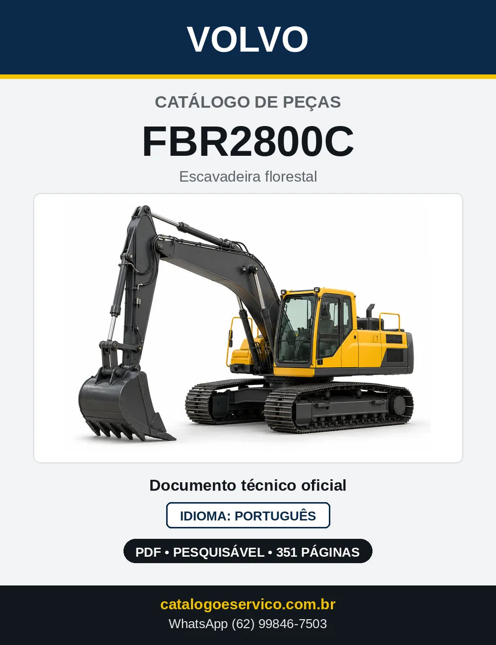 Capa do Catálogo de Peças Volvo FBR2800C – escavadeira florestal
