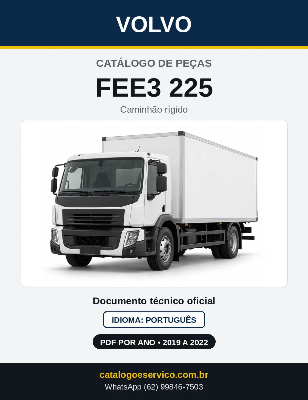 Capa do Catálogo de Peças Volvo FEE3 225 – caminhão
